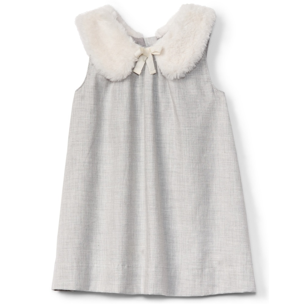 Baby Gap Girls Faux Fur Collar Shift Dress